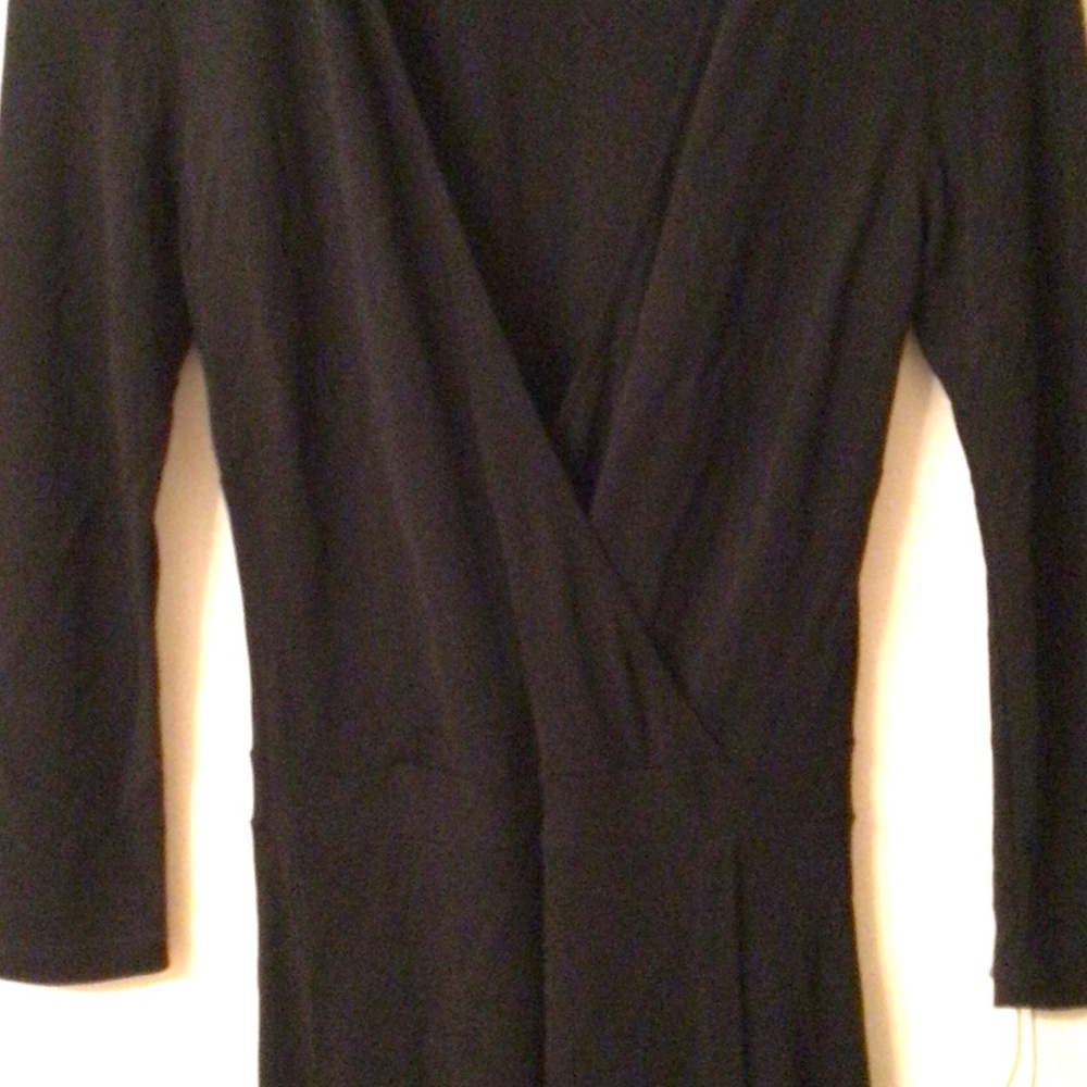 NWT Tahari Black Long Sleeve Wrap Midi Dress - Picture 3 of 9